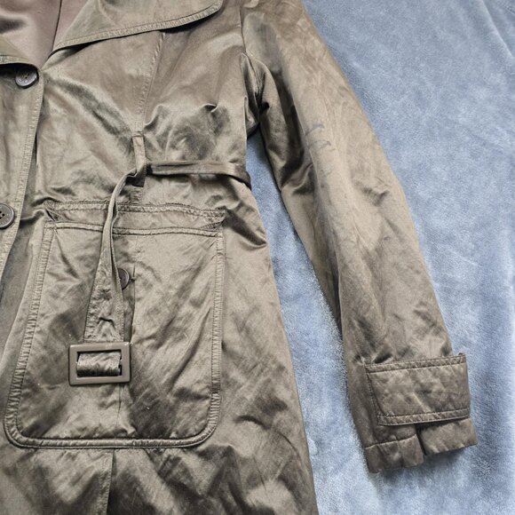 DKNY Womens Brown Trench Coat Lightweight Tie Waist Jacket Large - Picture 12 of 16